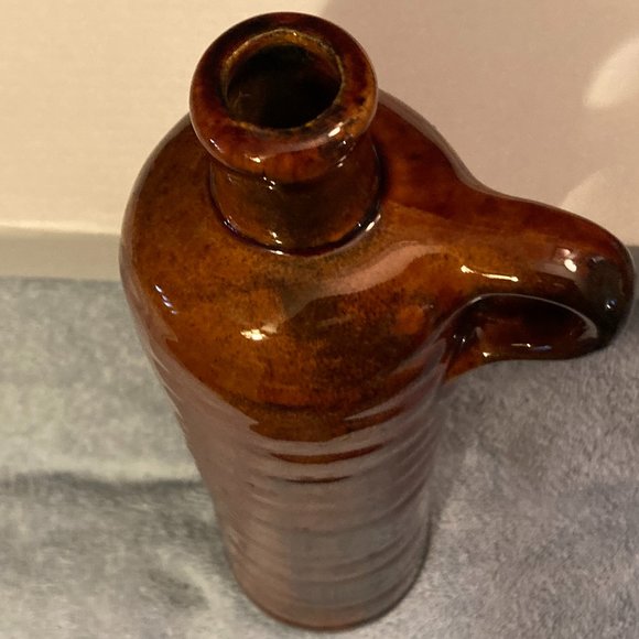 VTG Newberry Stoneware Wine Jug/ Decanter/Bottle-Rich Brown Glaze w/Handle-11"H - Picture 7 of 8